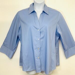 Foxcroft Blouse Woman XXL  Button Front Non Iron Stretch 3/4  Sleeve Office Work